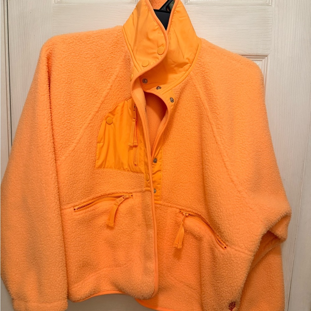Free People Movement - Hit the slopes Orange Fleece Jacket - Clementine